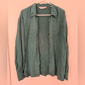 Express Forest Green Button-Up Shirt